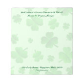 Grüne Clover Blank-Werbung für Unternehmen Notizblock (Vorderseite)