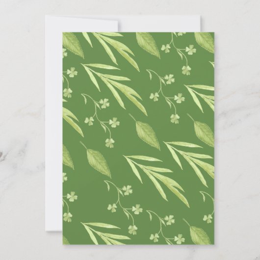 Grüne Clover Blumenzwiebeleinladung Einladung (Rückseite)