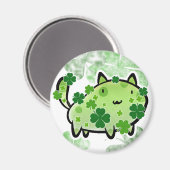 Grüne Clover Cat Magnet (Vorderseite/Rückseite)