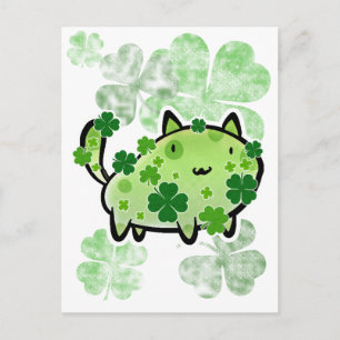 Grüne Clover Cat Postkarte