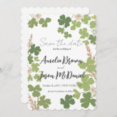Grüne Clover Spring Wildblumen Hochzeit Rettete di Save The Date (Vorne/Hinten)