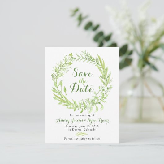 Grüne Clover Wedding Save the Date (Stehend Vorderseite)