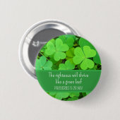 Grüne Clovers Foto Wohlstand Bibel Verse Niedlich Button (Vorne & Hinten)