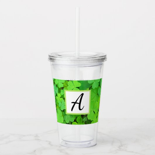 Grüne Clovers Foto Wohlstand Bibel Verse Ursprüngl Acryltrinkbecher (Vorderseite)
