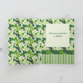 Grüne Clovers, Kleeblatts, Happy St. Patrick's Day Karte (Innenseite)