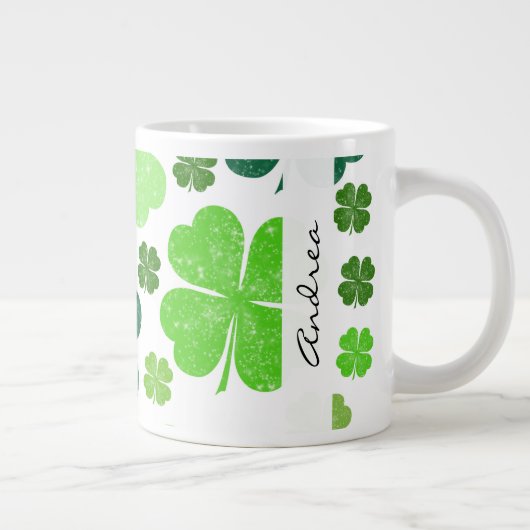Grüne Clovers, Saint Patrick's Day, Ihr Name Jumbo-Tasse (Rechts)