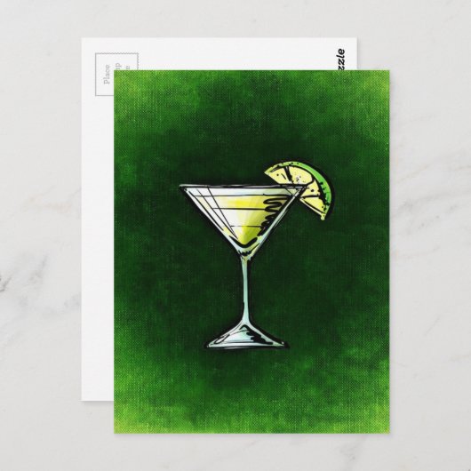 Grüne Cocktailabsinth Postkarte (Vorne/Hinten)