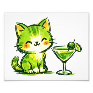 Grüne Cocktails und Katzen Fotodruck