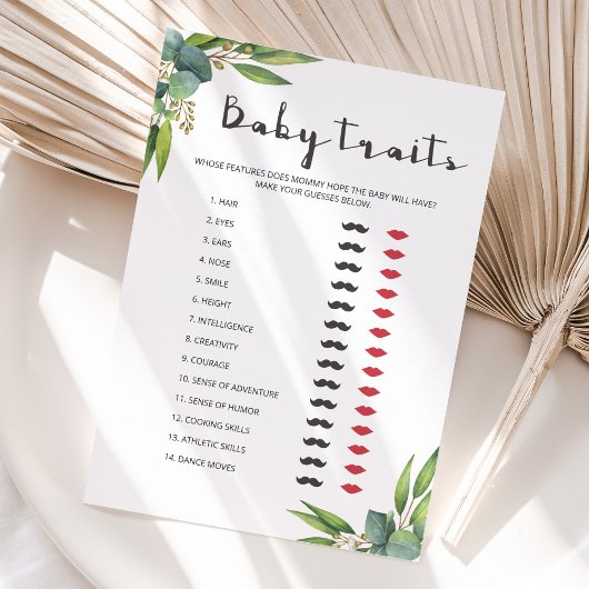 Grüne Coed Baby Shower Game Baby Traits