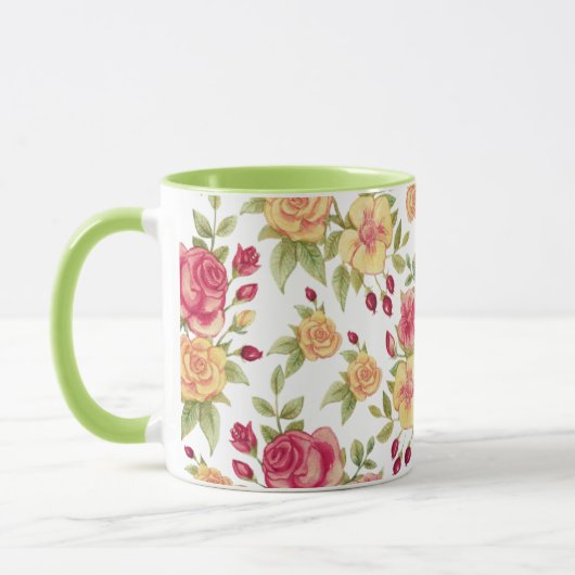 Grüne Combo-Tasse mit Blumenmuster Tasse (Links)