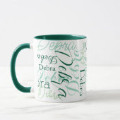 Grüne Combo-Tasse-Namen Typografie Tasse (Links)