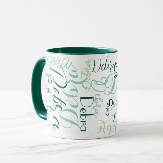 Grüne Combo-Tasse-Namen Typografie Tasse (Vorderseite Links)