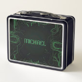 Grüne Computerplatine Metall Brotdose (Rückseite)