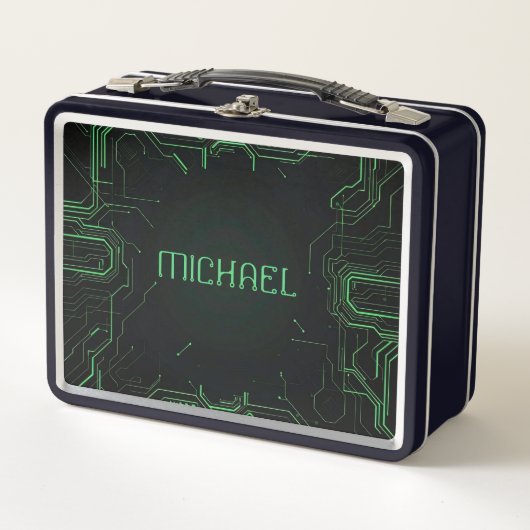 Grüne Computerplatine Metall Brotdose (Vorderseite)