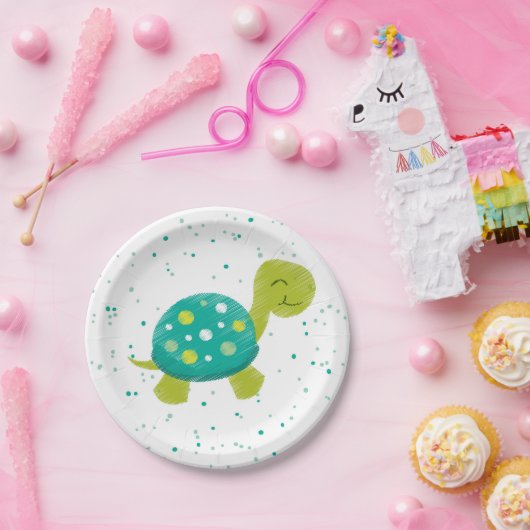 Grüne Confetti-Schildkröte-Party-Platte Pappteller (Party)