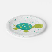 Grüne Confetti-Schildkröte-Party-Platte Pappteller (Schrägansicht)