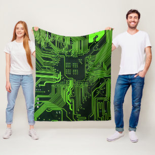 Grüne coole Computerplatine Fleecedecke