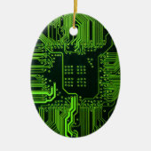Grüne coole Computerplatine Keramik Ornament (Vorne)