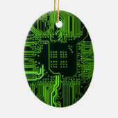 Grüne coole Computerplatine Keramik Ornament (Hinten)