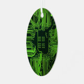 Grüne coole Computerplatine Ornament Aus Metall (Vorderseite links)