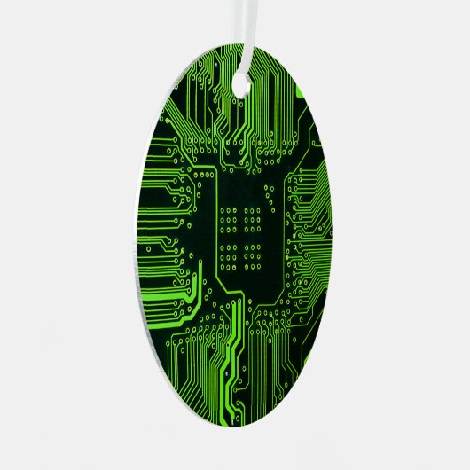 Grüne coole Computerplatine Ornament Aus Metall (Vorderseite Rechts)