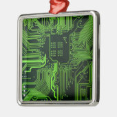 Grüne coole Computerplatine Ornament Aus Metall (Links)