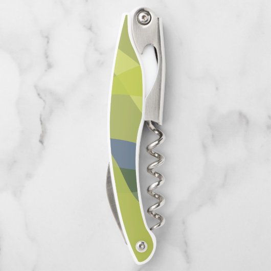 Grüne, coole, trendige, moderne und Bio Formen Kellnermesser (Rückseite)