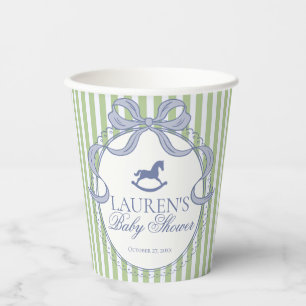 Grüne Coquette-Bogen-Schaukelpferd-Baby-Party Pappbecher