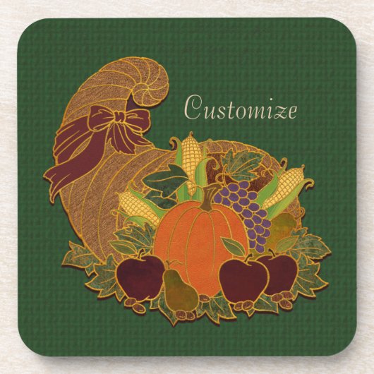 Grüne Cornucopia HerbstUntersetzer Untersetzer (Vorderseite)