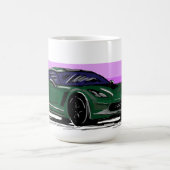 Grüne Corvette C7 mit Lila Streifen Kaffeetasse (Mittel)