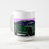 Grüne Corvette C7 mit Lila Streifen Kaffeetasse (Vorderseite Links)