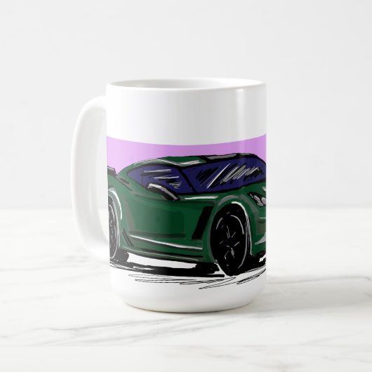 Grüne Corvette C7 mit Lila Streifen Kaffeetasse (Vorderseite Links)