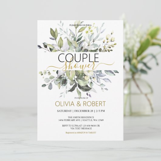 Grüne Couple Dusche Einladung (Stehend Vorderseite)