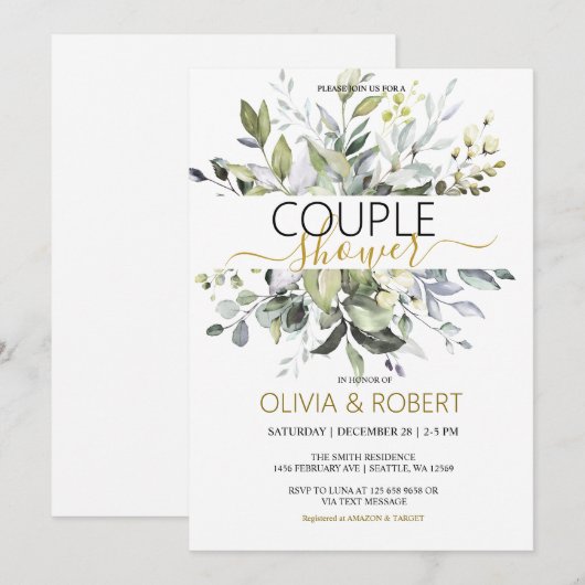 Grüne Couple Dusche Einladung (Vorne/Hinten)