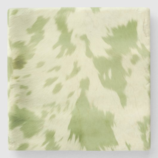 Grüne Creme Cowhide Steinuntersetzer (Vorderseite)