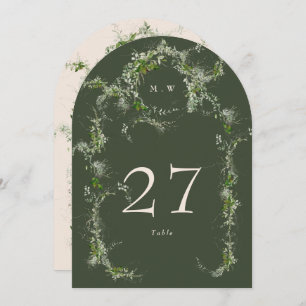 Grüne Creme Eukalyptus Wreath Arch Tischnummer