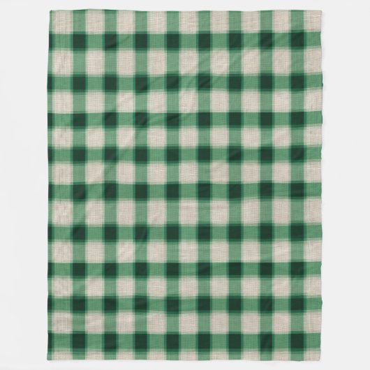 Grüne Creme Kariert Fleecedecke (Vorderseite)