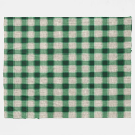 Grüne Creme Kariert Fleecedecke (Vorderseite (Horizontal))