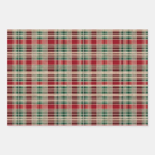 Grüne Creme Kariert Geschenkpapier Set (Vorderseite 3)