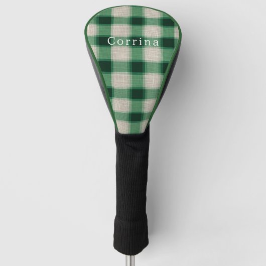 Grüne Creme Kariert Golf Headcover (Vorderseite)