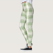 Grüne Creme Kariert Leggings (Links)