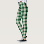 Grüne Creme Kariert Leggings (Links)