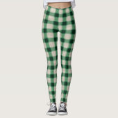 Grüne Creme Kariert Leggings (Vorderseite)