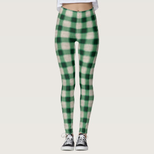 Grüne Creme Kariert Leggings