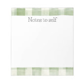 Grüne Creme Kariert Notizblock (Vorderseite)