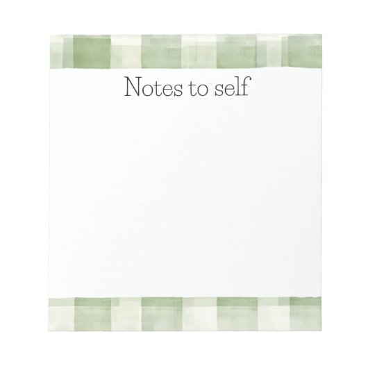 Grüne Creme Kariert Notizblock (Vorderseite)