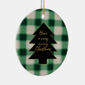 Grüne Creme Karierter Weihnachtsbaum Keramik Ornament (Rechts)