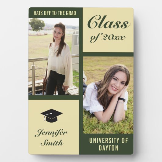 Grüne Creme Moderner Foto Abschluss Fotoplatte (Vorderseite)