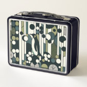 Grüne Creme Pinguin in der Geometrie verloren Metall Brotdose (Rückseite)