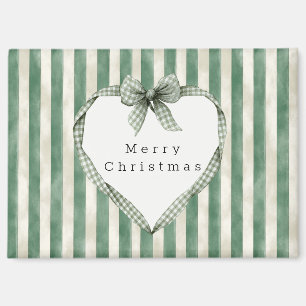 Grüne Creme Streifen Herz Schleife Weihnachten Magnet